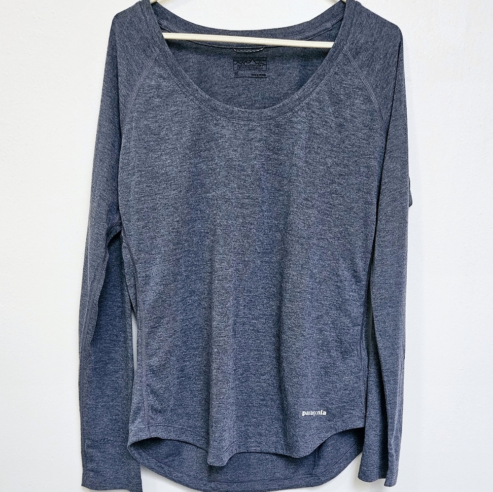 Patagonia Medium Pullover boat neckline basic layering long sleeve top heathered